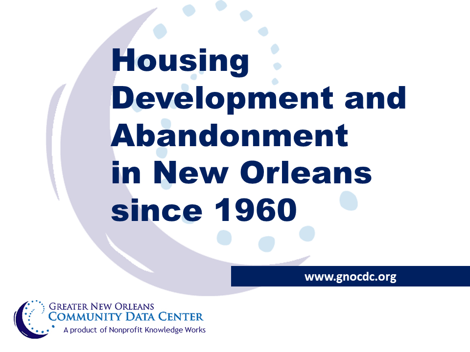 Housing Development and Abandonment in New Orleans: Slides