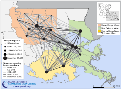 Economic ties across Southeast Louisiana: Preliminary findings from commuter data