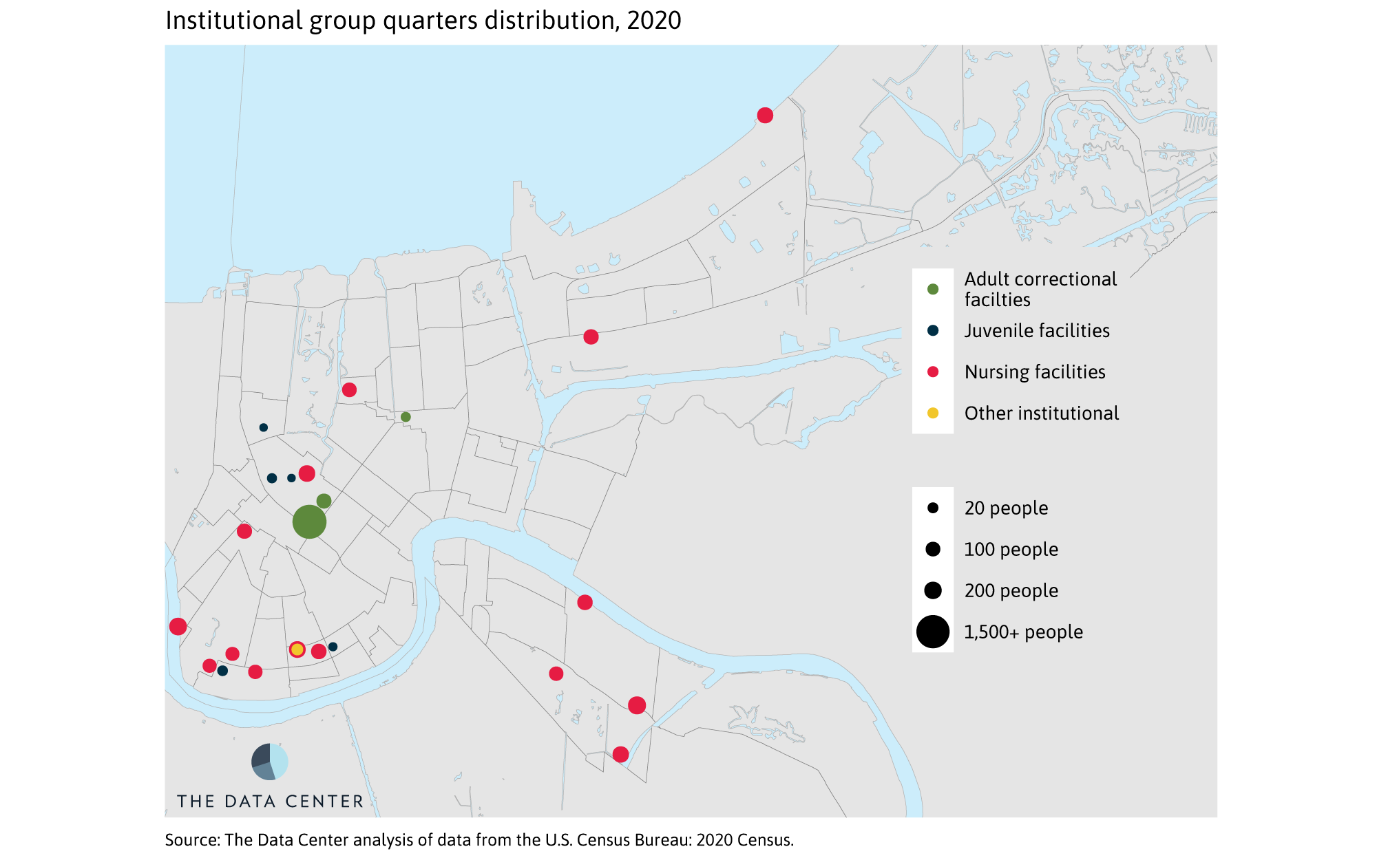 Residents in group quarters and average household size across the New Orleans metro